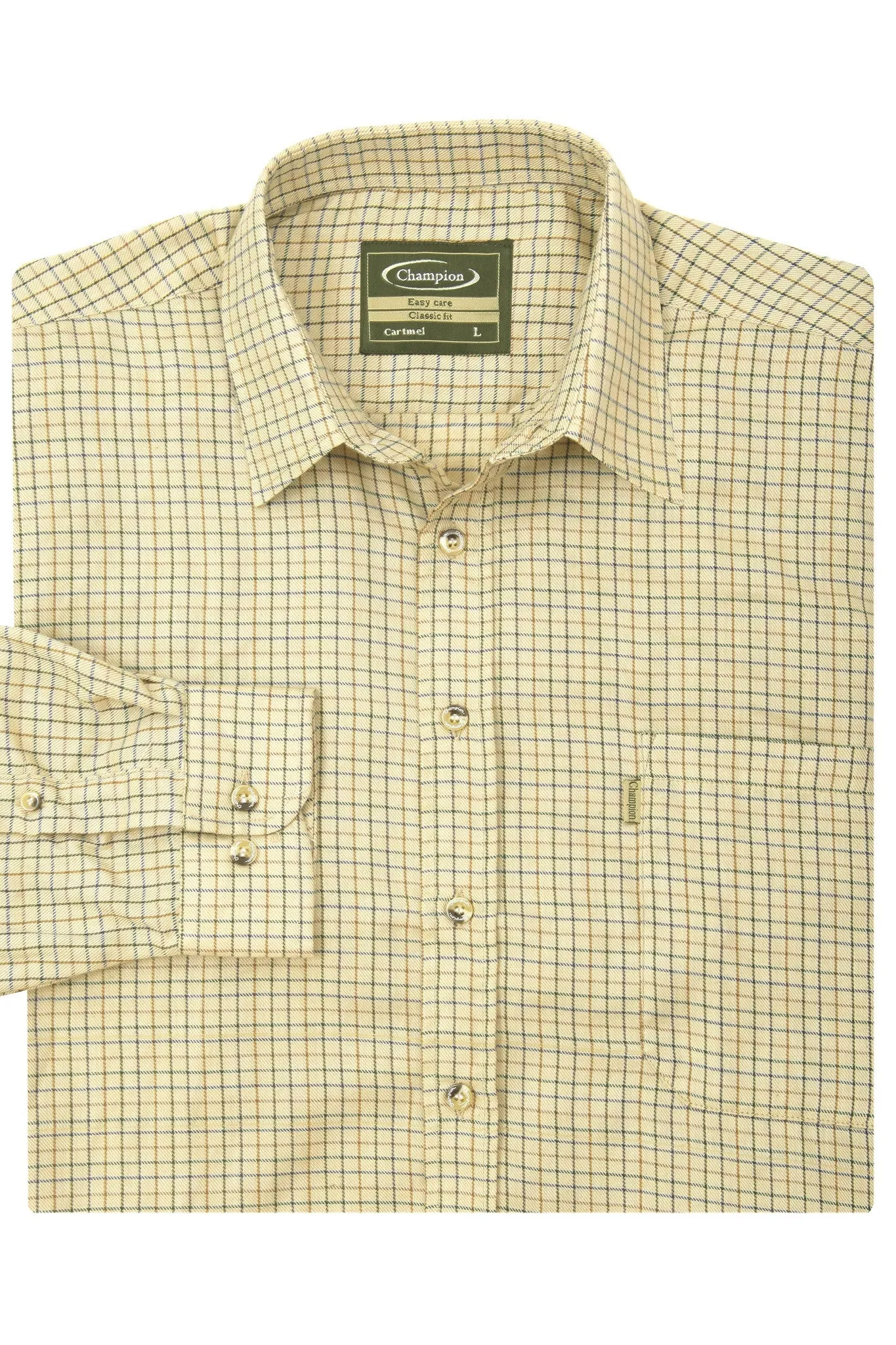 Champion Mens Cartmel Brushed Inner Check Shirt-STONE