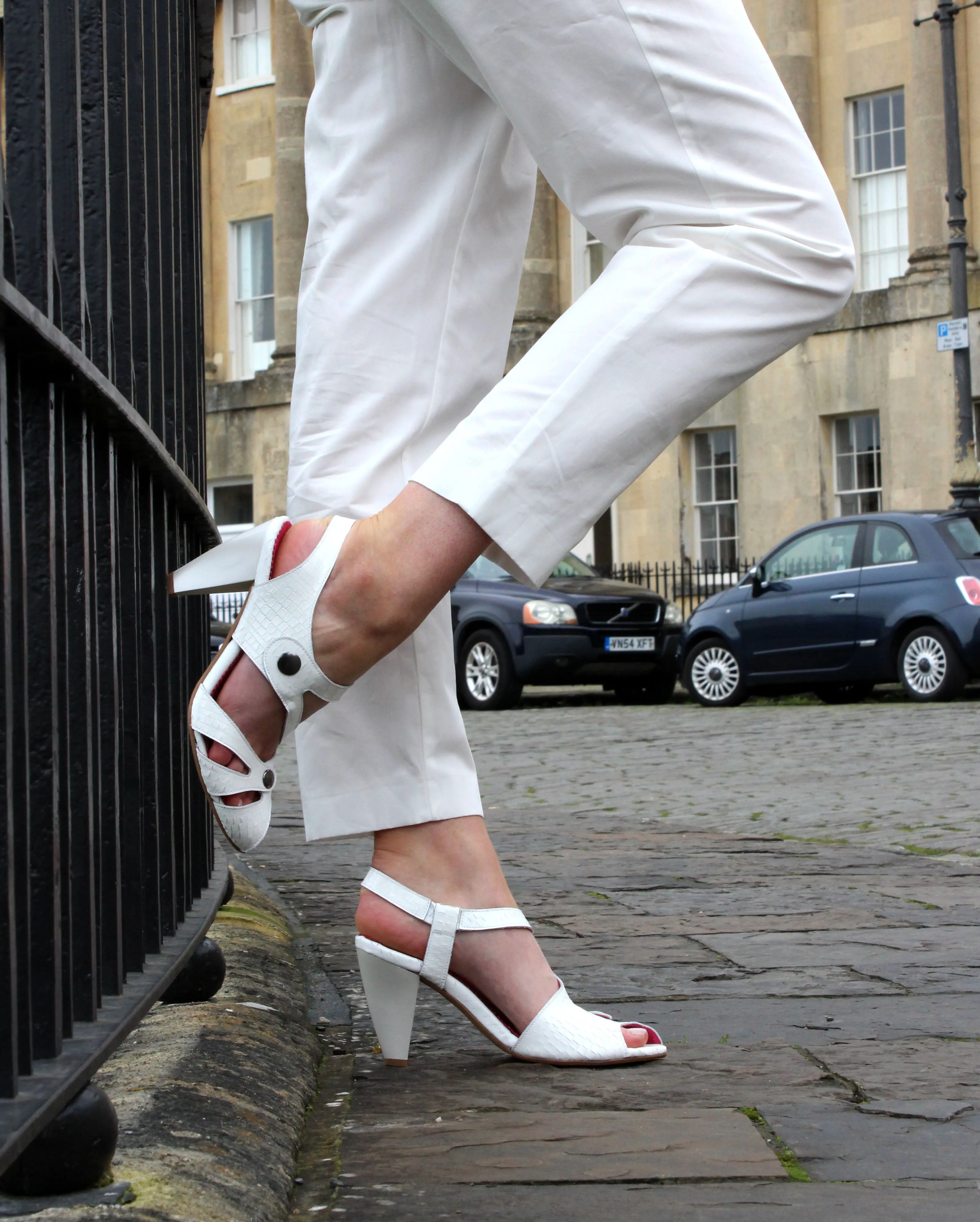 Chardonnay - White Croc-Open toe sandal