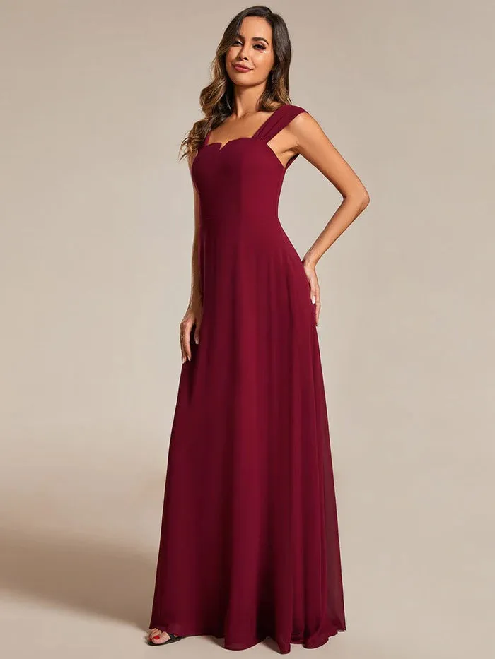 Chiffon Square Neck Bridesmaid Dress With Sleeveless