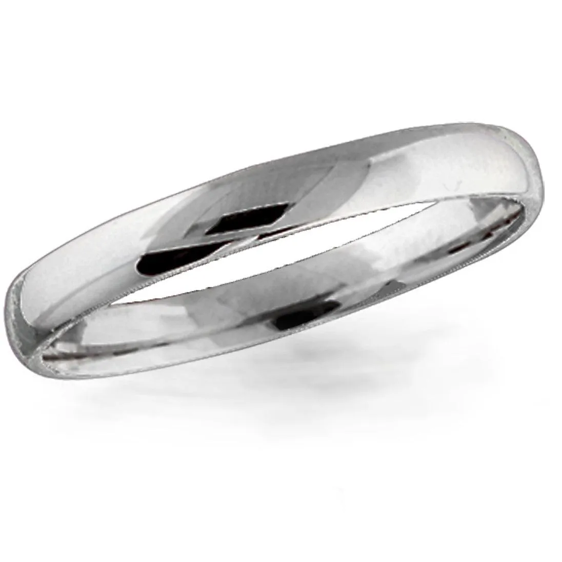 Classic Men's Wedding Ring Band White Gold 3 mm