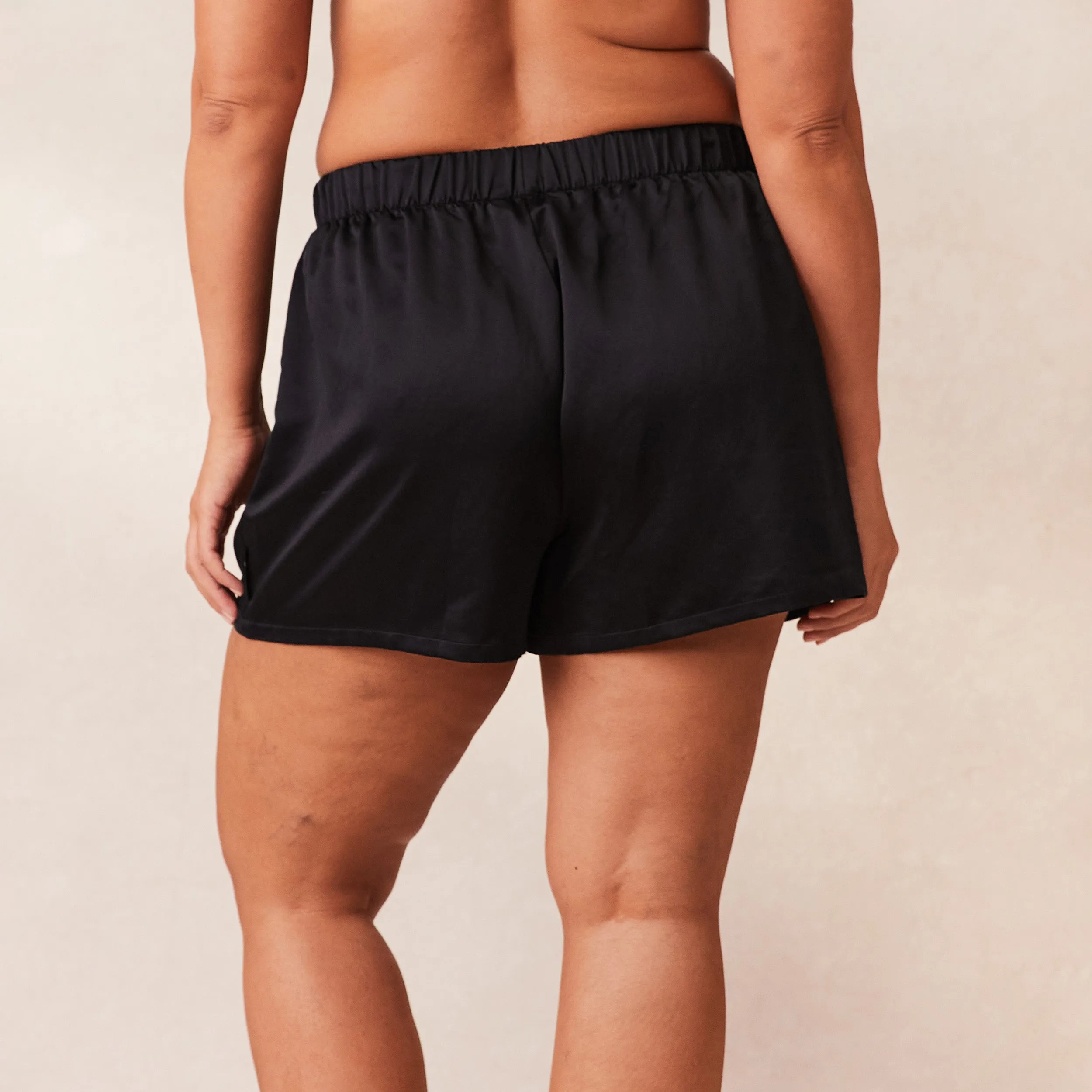 Classic Satin Pyjama Shorts - Black