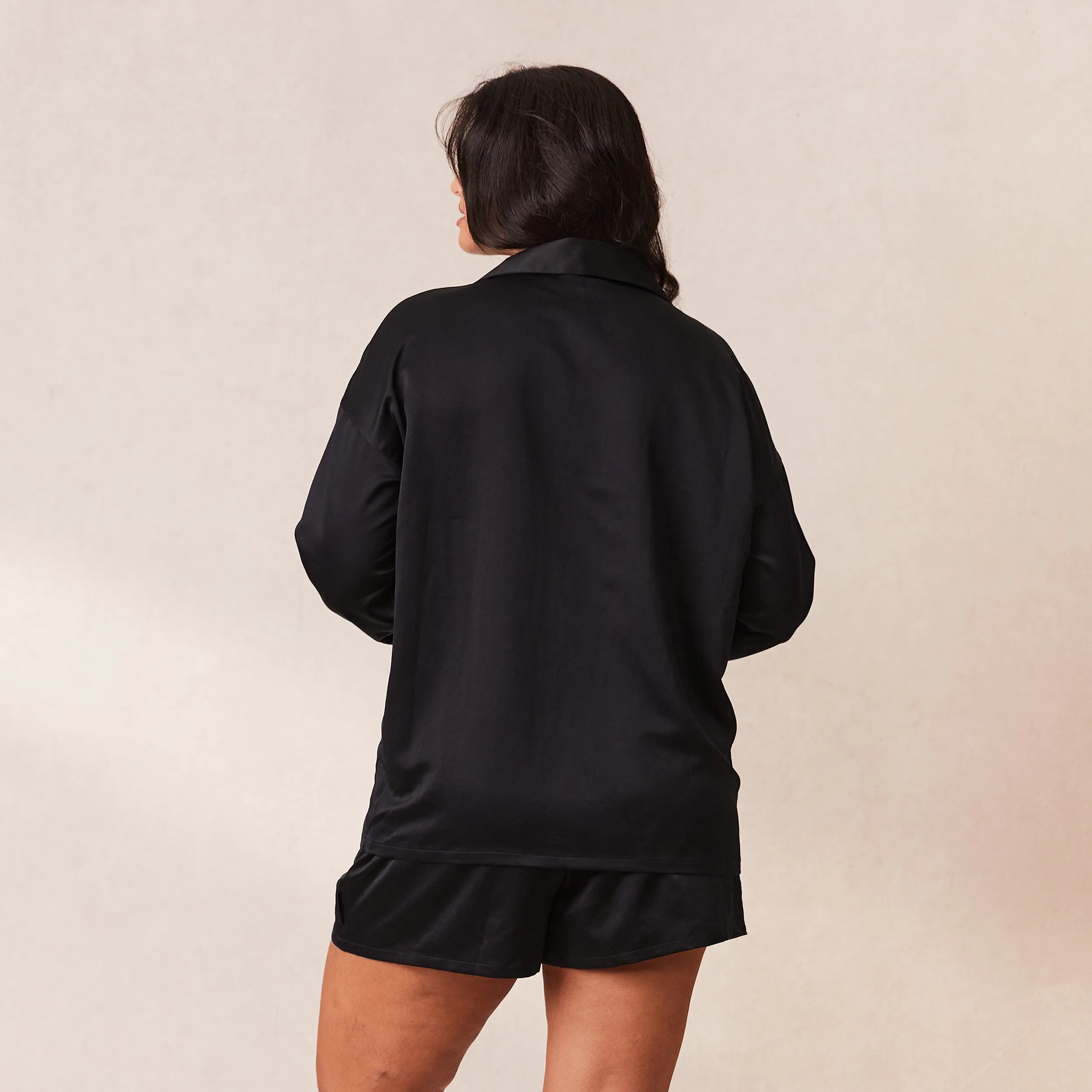 Classic Satin Pyjama Shorts - Black