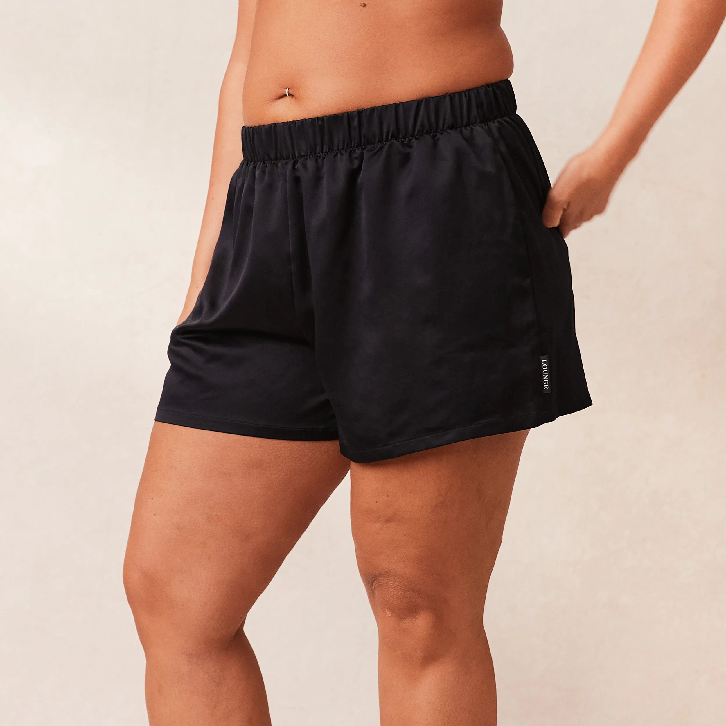 Classic Satin Pyjama Shorts - Black