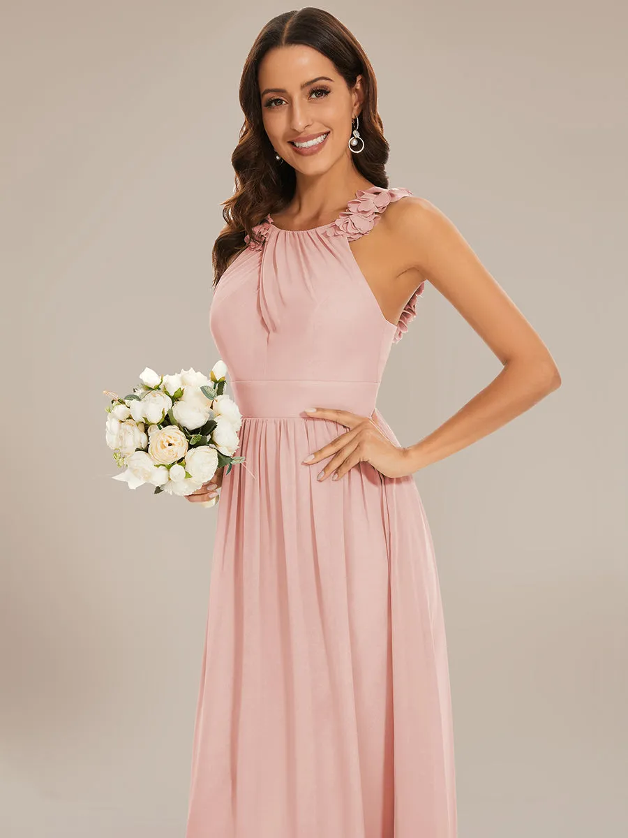 Cold Shoulder Appliques Wholesale Chiffon Bridesmaid Dress