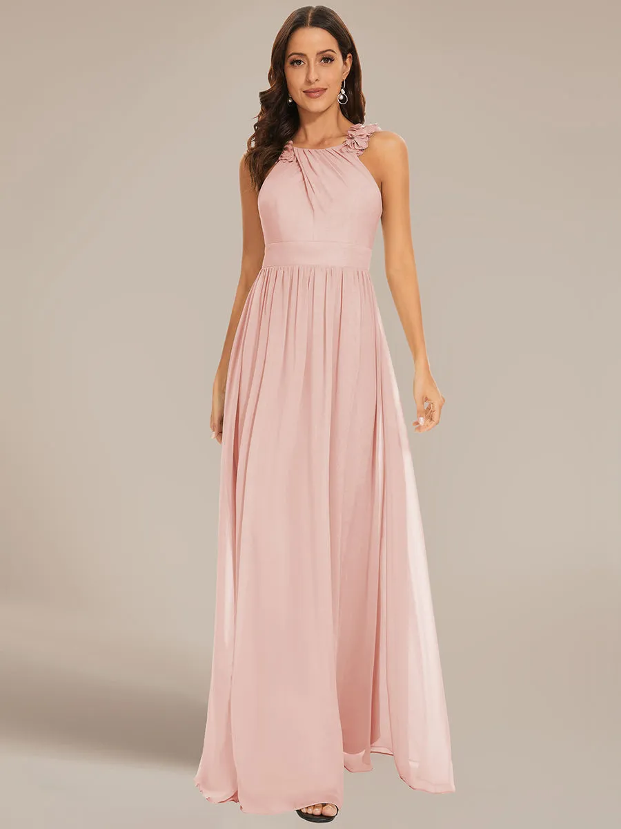 Cold Shoulder Appliques Wholesale Chiffon Bridesmaid Dress