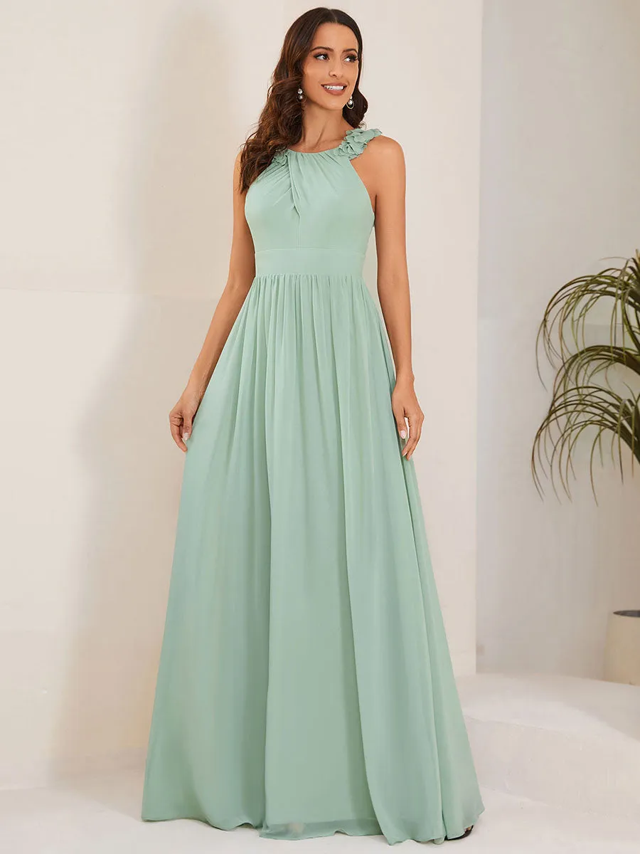 Cold Shoulder Appliques Wholesale Chiffon Bridesmaid Dress