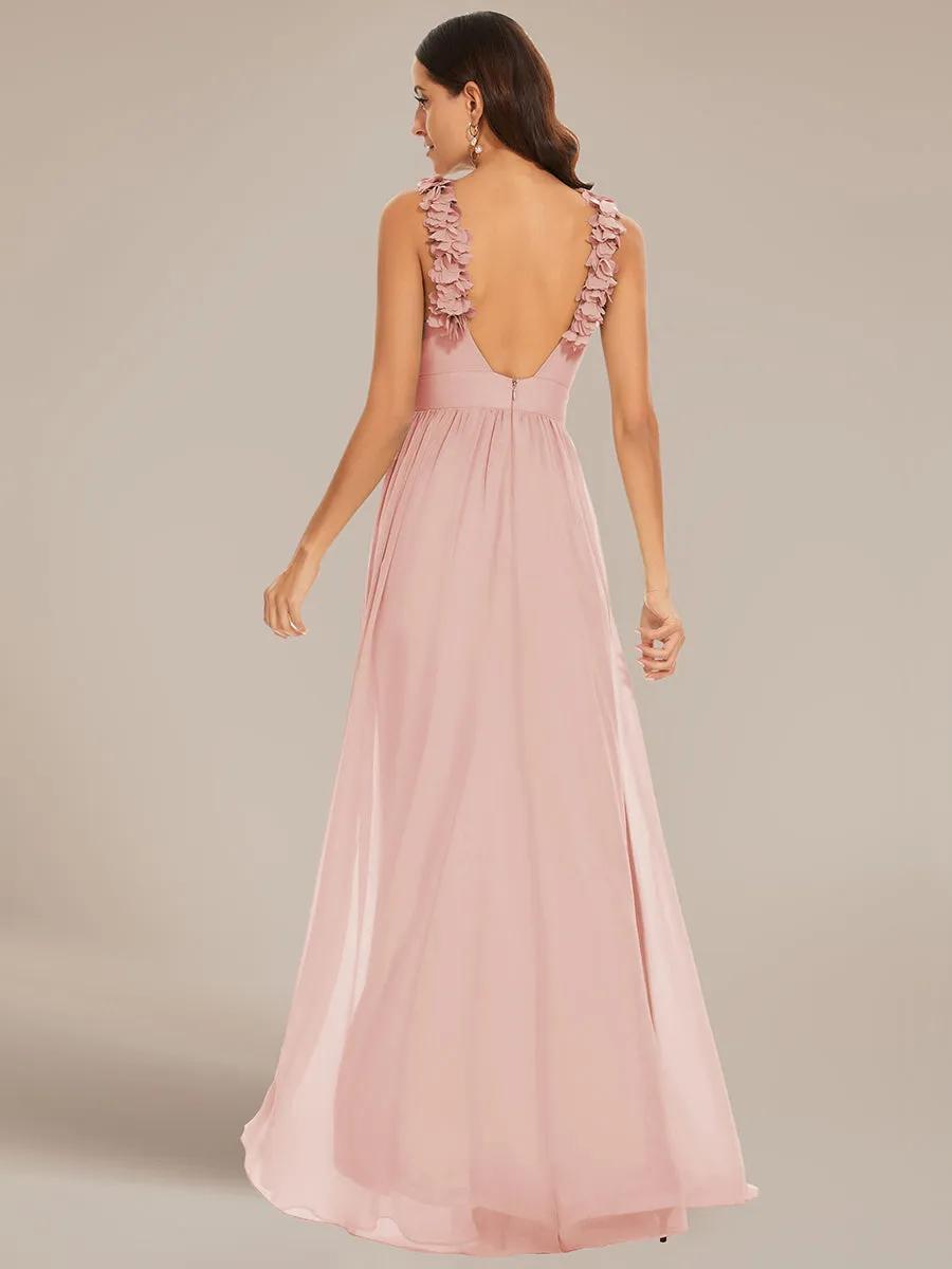 Cold Shoulder Appliques Wholesale Chiffon Bridesmaid Dress