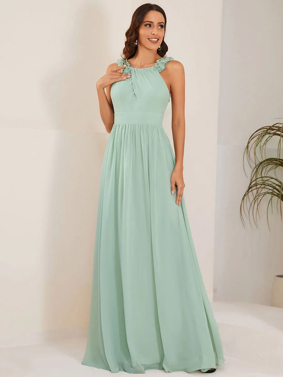 Cold Shoulder Appliques Wholesale Chiffon Bridesmaid Dress