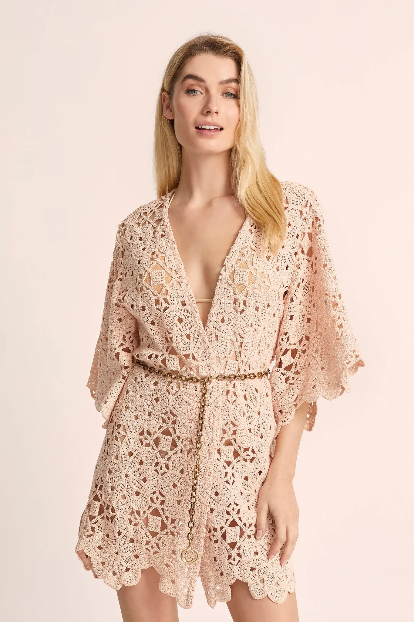 Couture Luxury Robe Collection: Capri Lace Robe - Blush