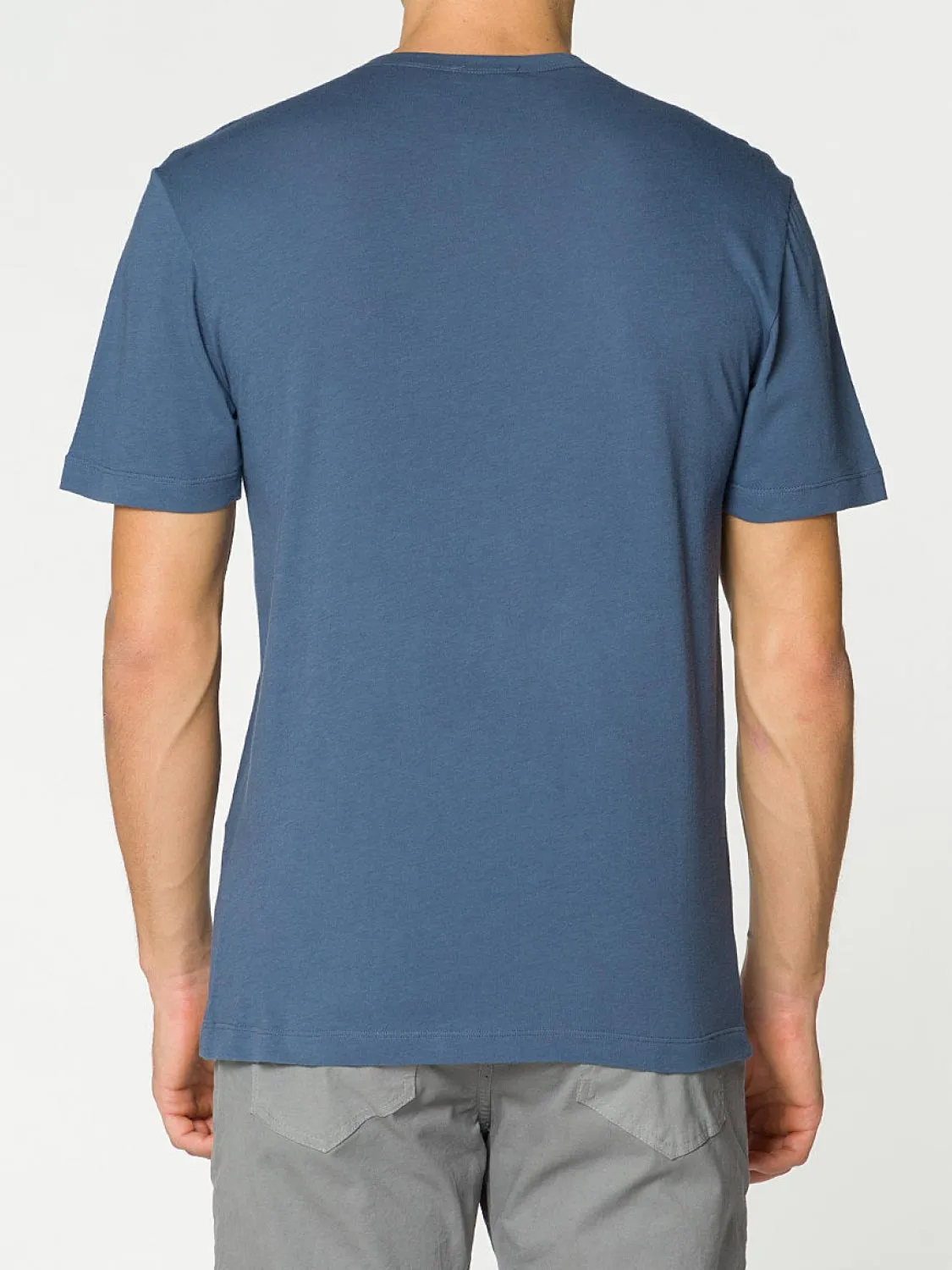 Crewneck Slim Fit Organic Cotton T-shirt Slate Blue