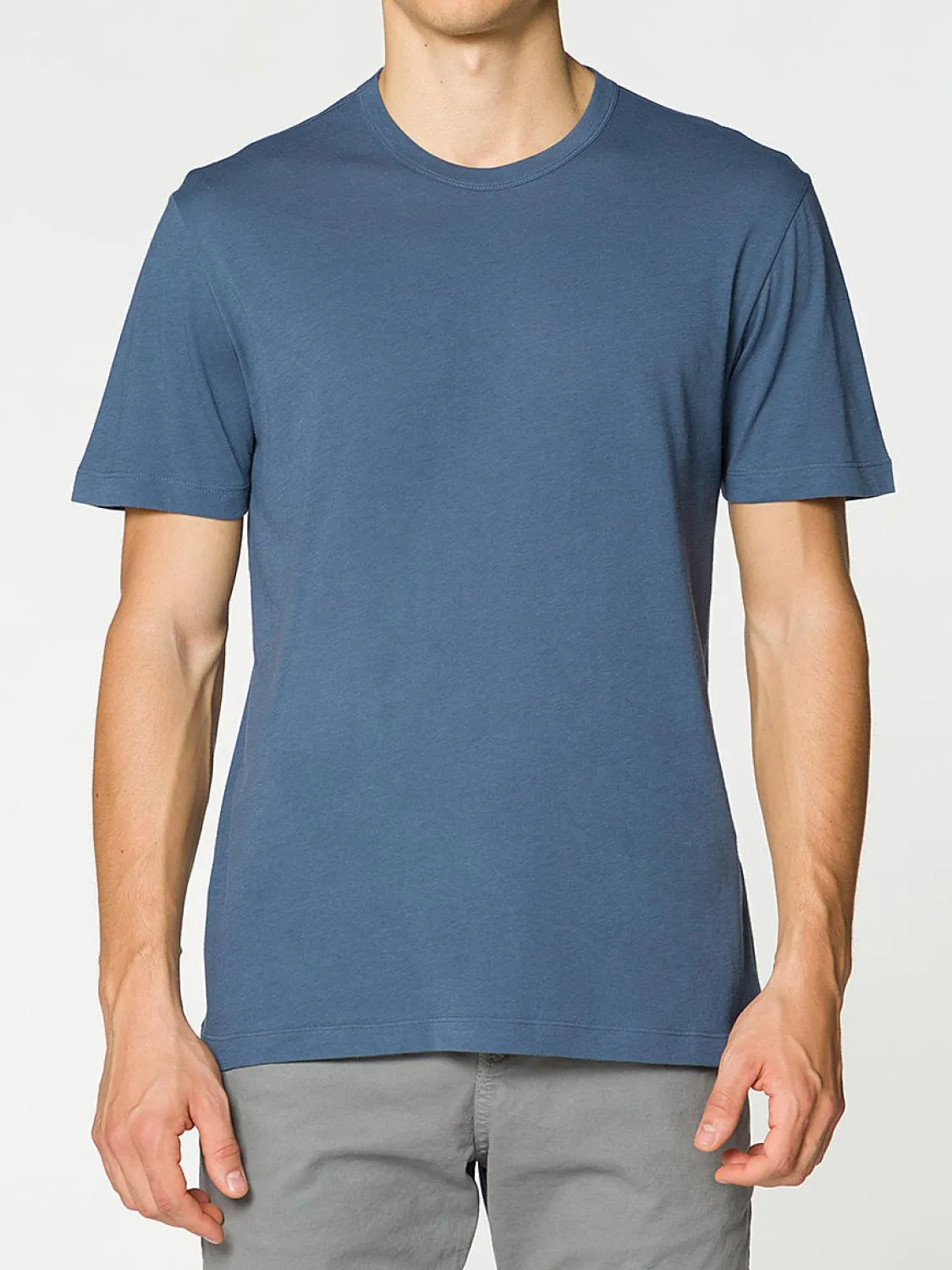 Crewneck Slim Fit Organic Cotton T-shirt Slate Blue