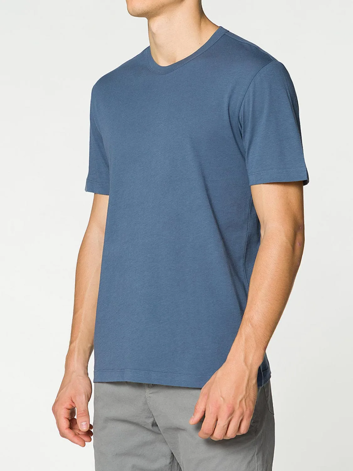 Crewneck Slim Fit Organic Cotton T-shirt Slate Blue