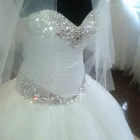 Crystal Beaded Sweetheart Organza Wedding Dresses Princess