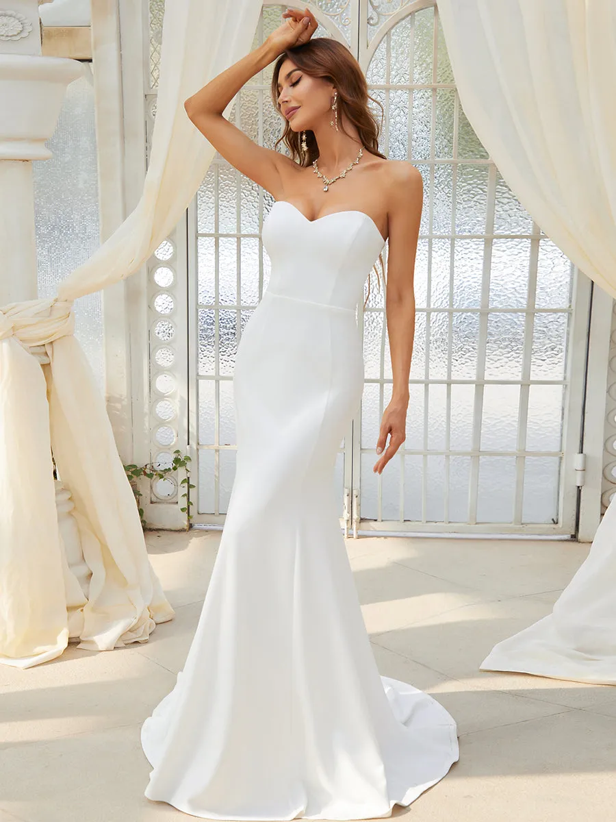 Custom Simple Off Shoulder Wholesale Sweetheart Mermaid Eloping Dress for Wedding