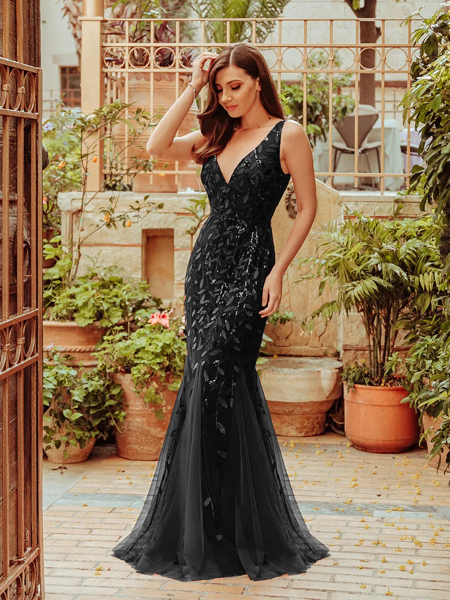 Custom Size Classic Fishtail Sequin Wholesale Evening Dresses for Women