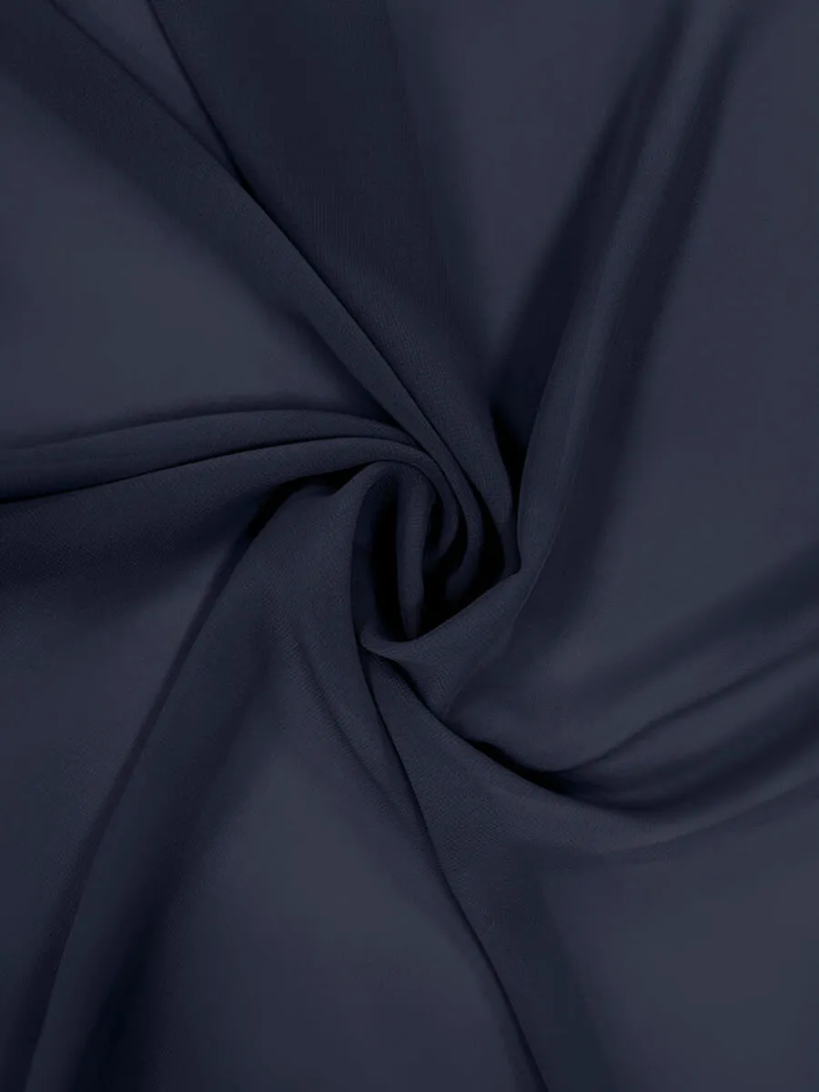 Dark Navy Chiffon Fabric By The 1/2 Yard