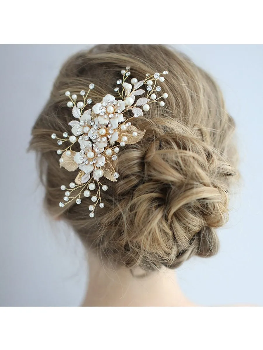 Delicate Handmade Floral Decoration Headwear Pearl Hairpin