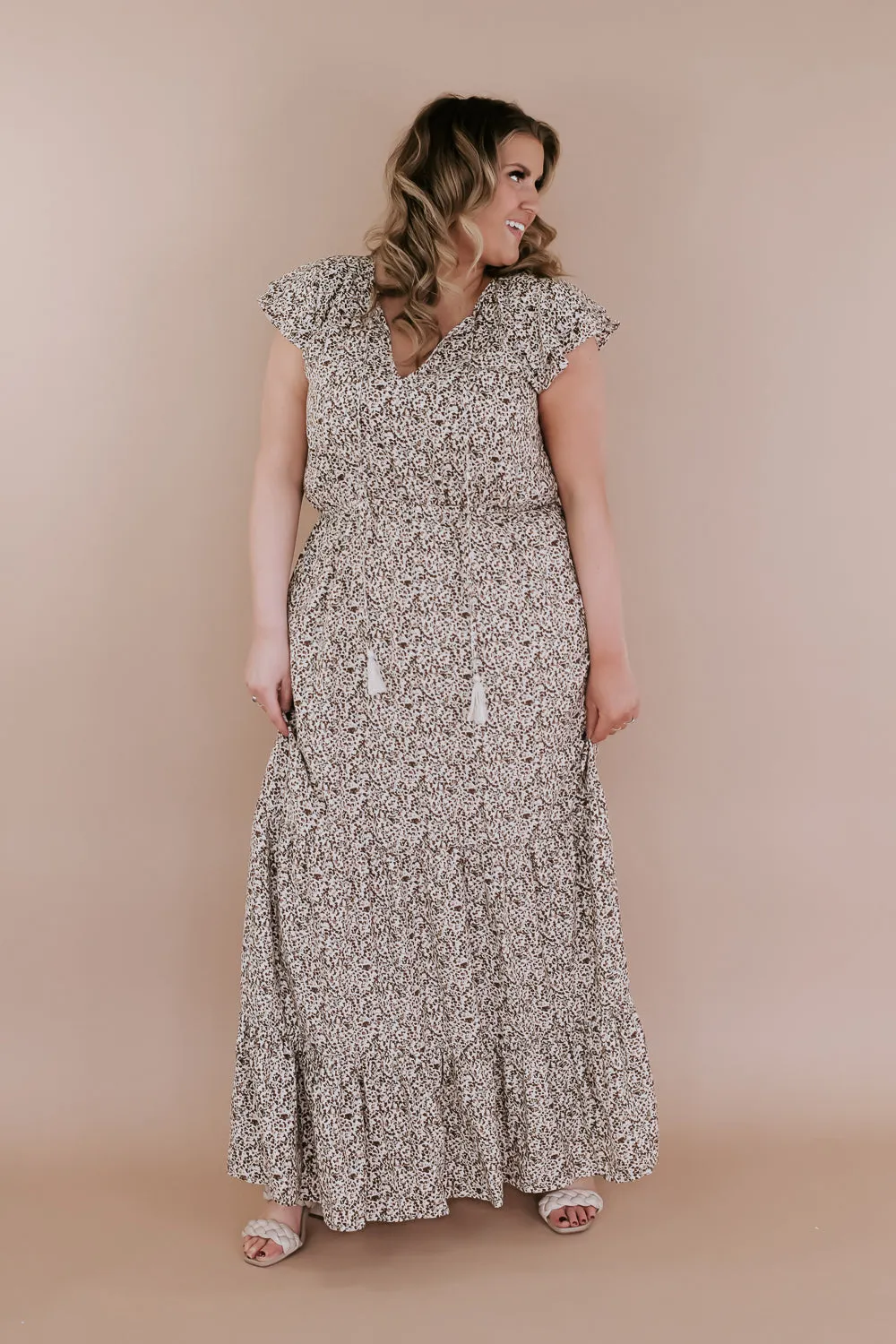 ECB Exclusive: Melody Floral Maxi Dress, Cream