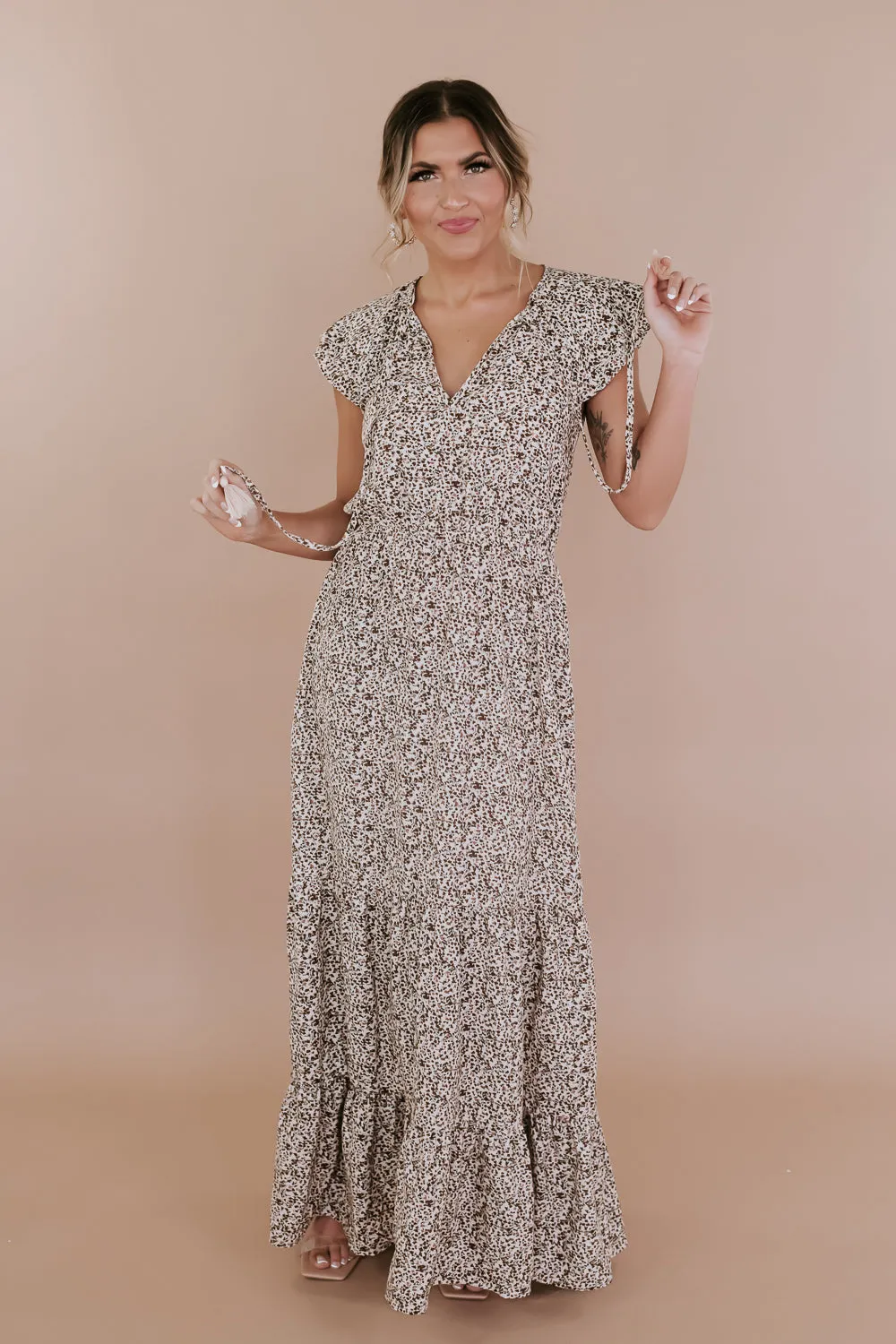 ECB Exclusive: Melody Floral Maxi Dress, Cream