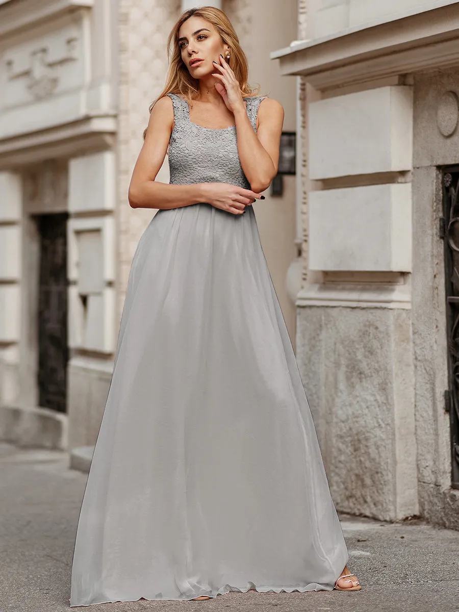 Elegant A Line Chiffon Wholesale Bridesmaid Dress With Lace Bodice