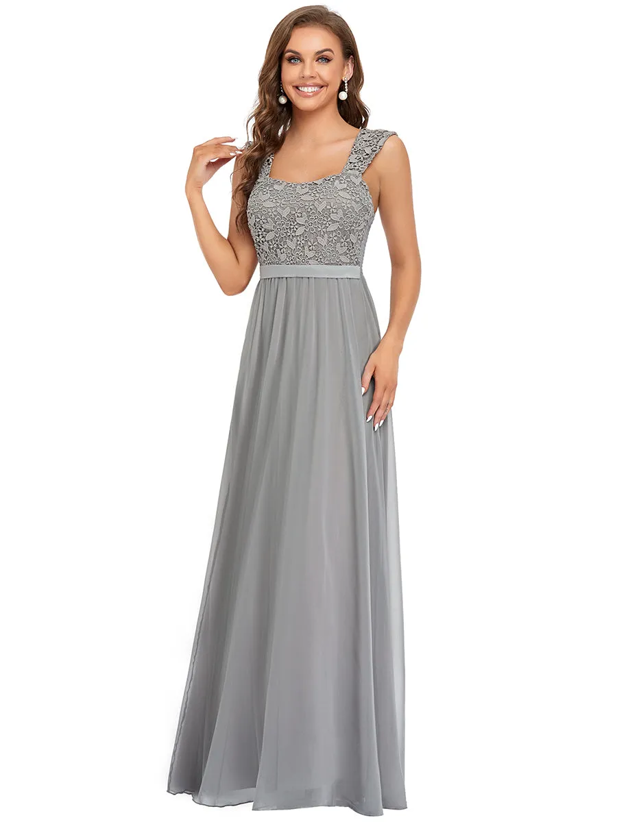 Elegant A Line Chiffon Wholesale Bridesmaid Dress With Lace Bodice