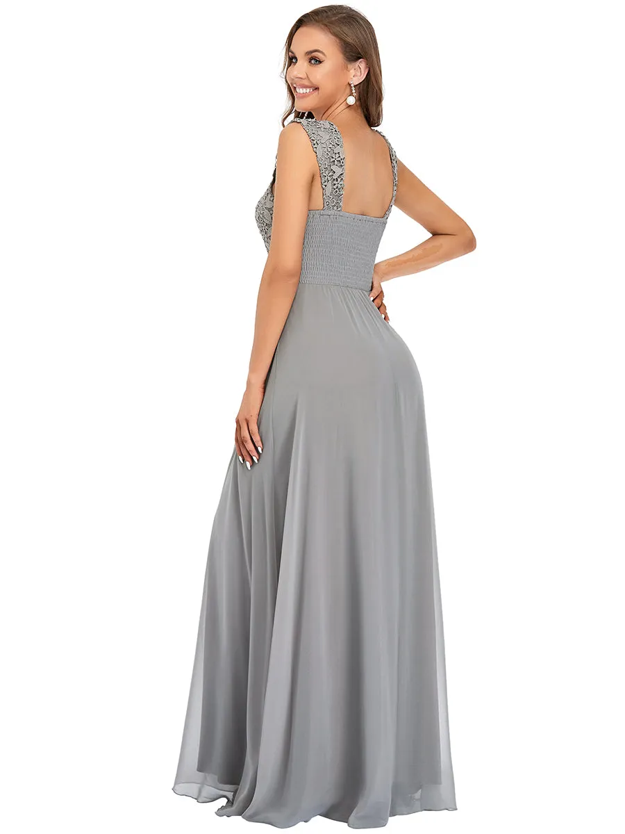 Elegant A Line Chiffon Wholesale Bridesmaid Dress With Lace Bodice