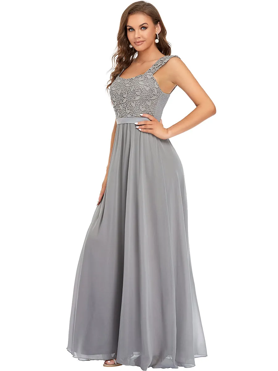 Elegant A Line Chiffon Wholesale Bridesmaid Dress With Lace Bodice