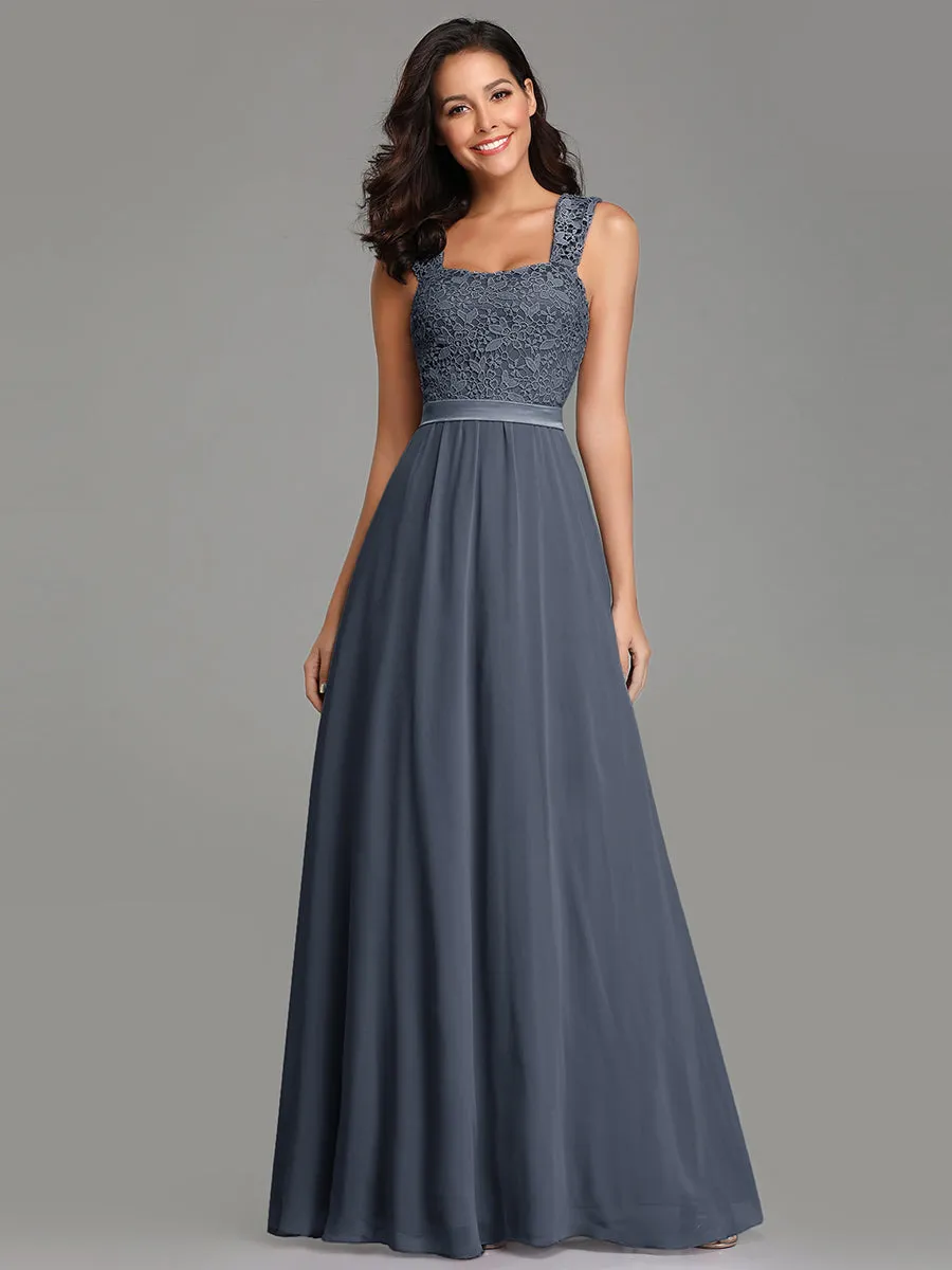 Elegant A Line Chiffon Wholesale Bridesmaid Dress With Lace Bodice