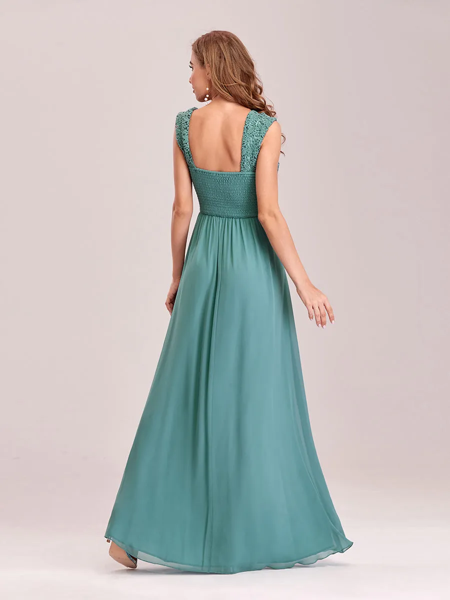 Elegant A Line Chiffon Wholesale Bridesmaid Dress With Lace Bodice