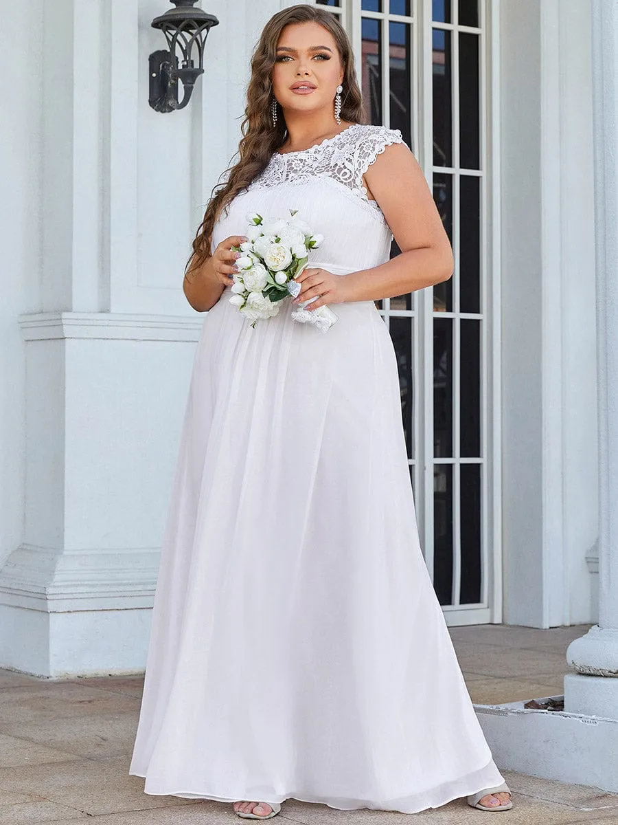 Elegant Maxi Long Lace Cap Sleeve Bridesmaid Dress