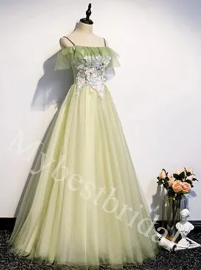 Elegant Off shoulder Sleeveless A-line Long Prom Dress,PDS1072