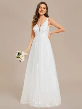 Elegant Pure Sequins Pearl Beading Sweetheart Neck Appliques Bridal Gowns Wedding Dresses