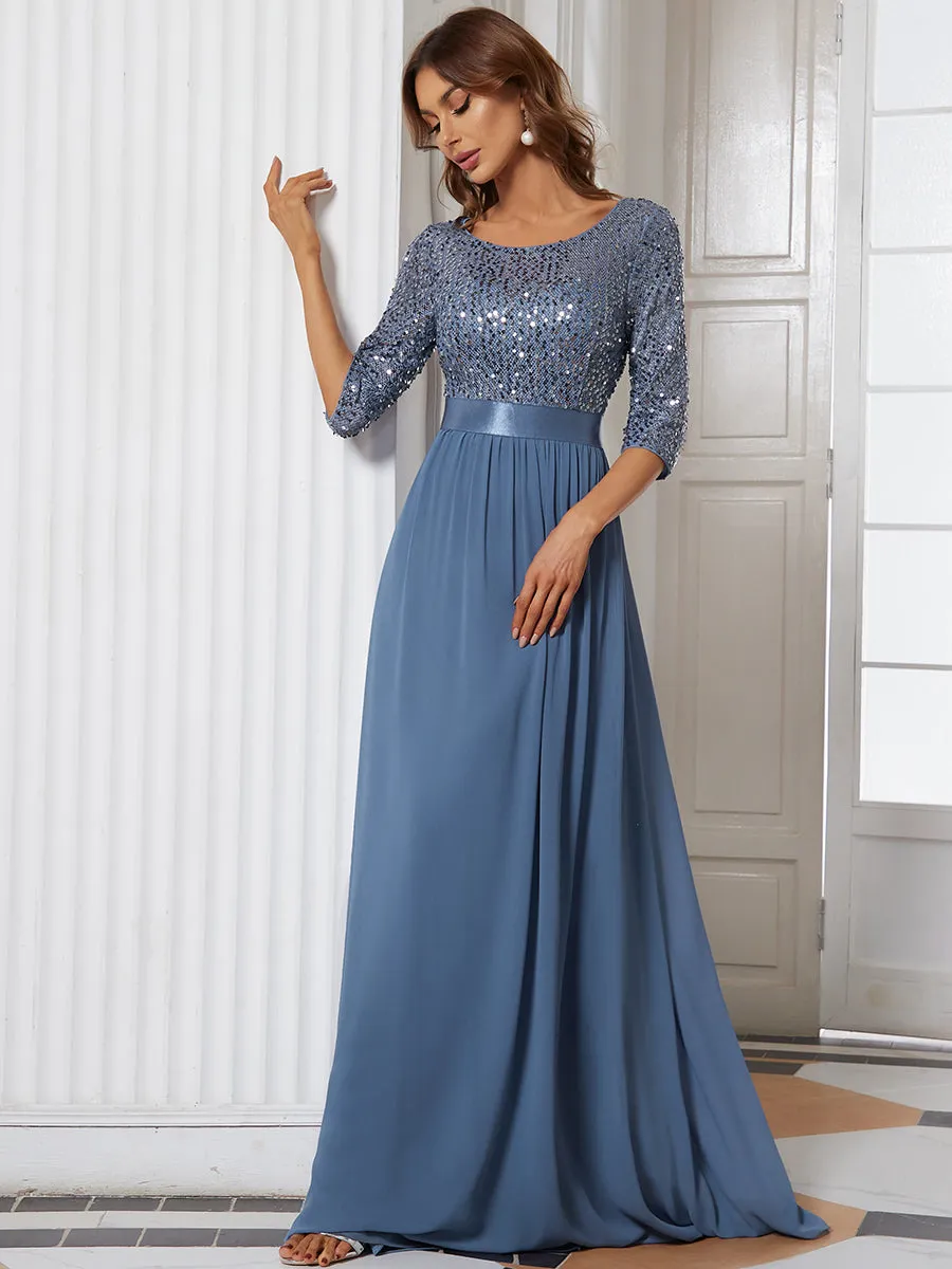 Elegant Round Neckline Sequins Patchwork Wholesale Evening Dress