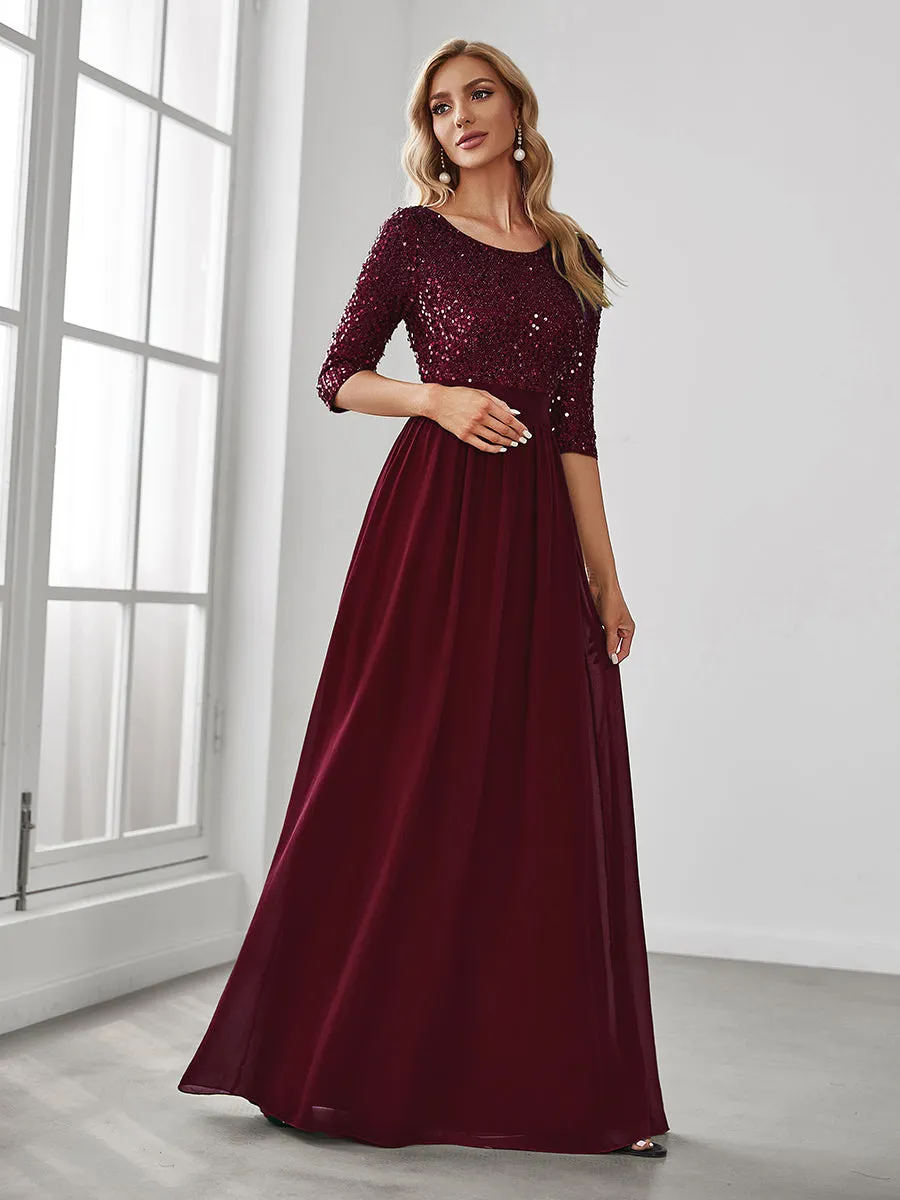 Elegant Round Neckline Sequins Patchwork Wholesale Evening Dress