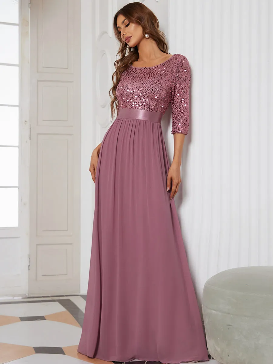 Elegant Round Neckline Sequins Patchwork Wholesale Evening Dress