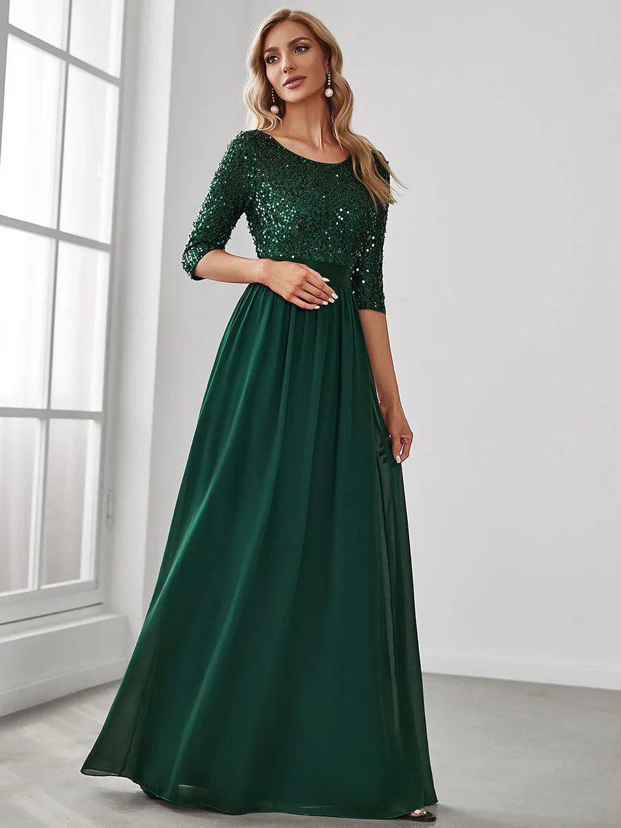 Elegant Round Neckline Sequins Patchwork Wholesale Evening Dress