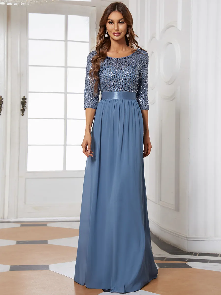 Elegant Round Neckline Sequins Patchwork Wholesale Evening Dress