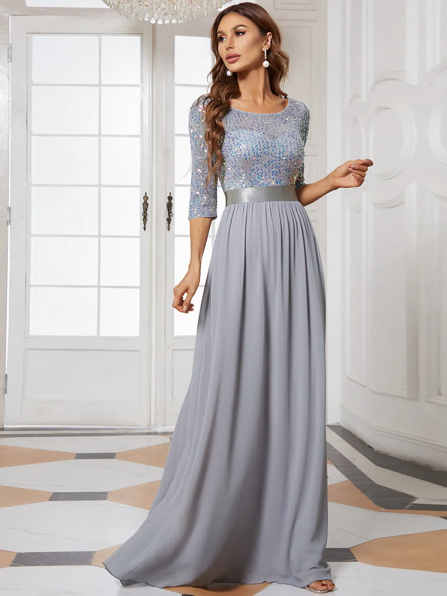 Elegant Round Neckline Sequins Patchwork Wholesale Evening Dress