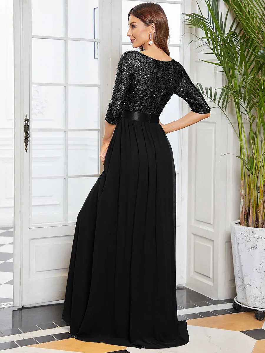 Elegant Round Neckline Sequins Patchwork Wholesale Evening Dress