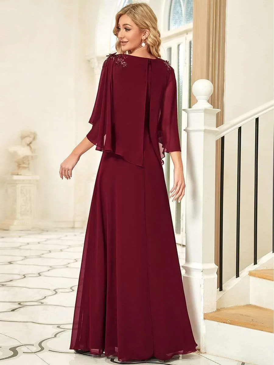 Elegant V Neck Flowy Chiffon Bridesmaid Dresses with Wraps