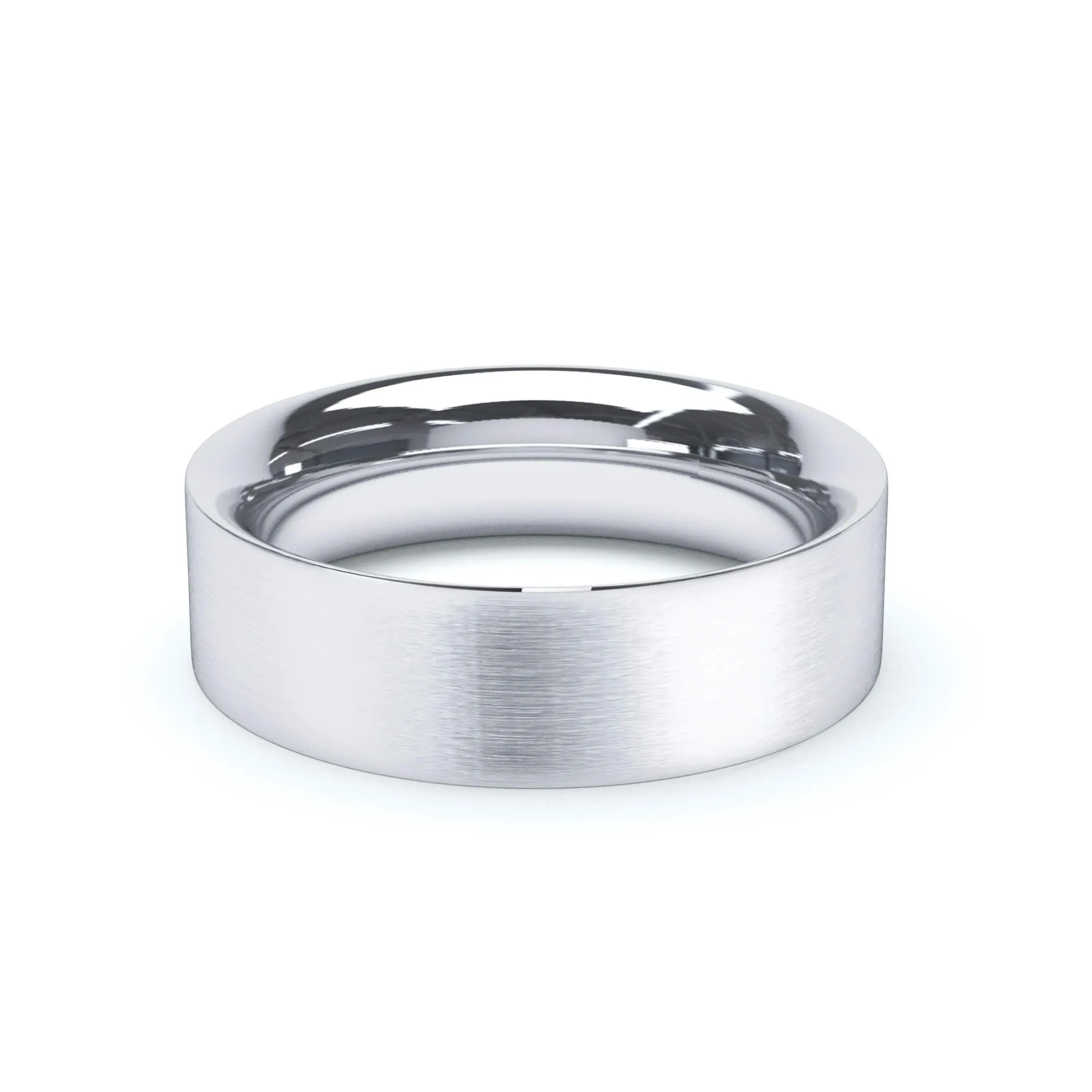 - Flat Court Profile Satin Polish Wedding Ring 9k White Gold