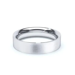 - Flat Court Profile Satin Polish Wedding Ring 9k White Gold