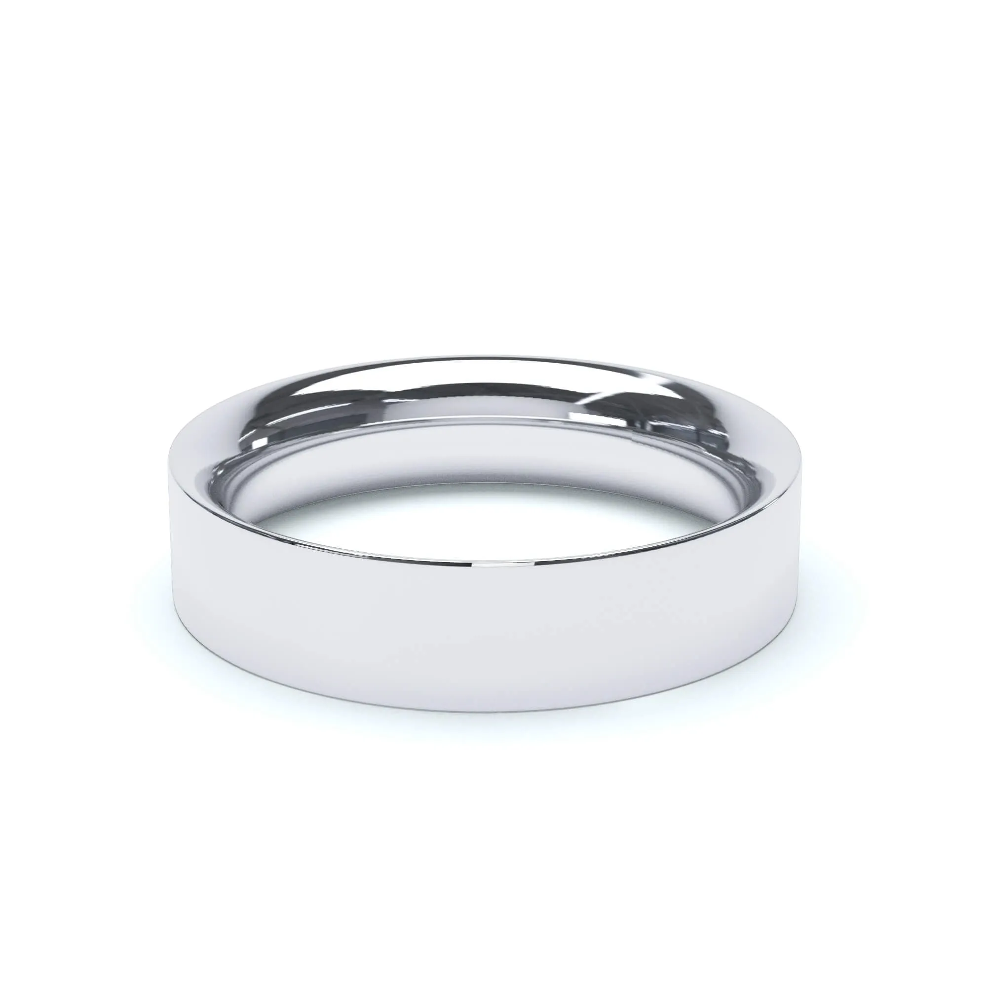 - Flat Court Profile Wedding Ring 9k White Gold