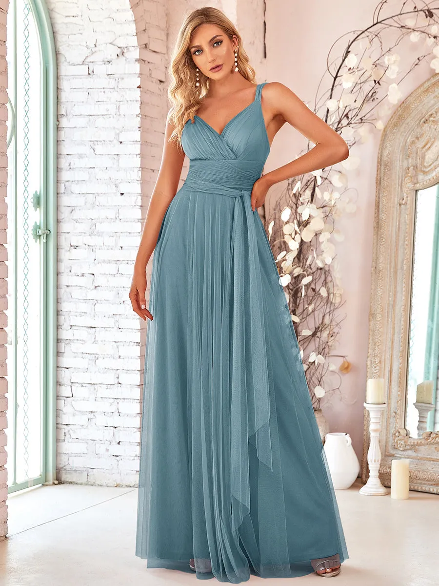 Floor Length Sleeveless Wholesale Tulle Bridesmaid Dresses