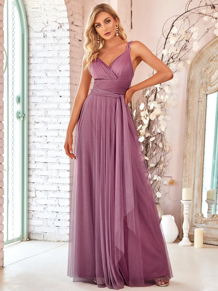 Floor Length Sleeveless Wholesale Tulle Bridesmaid Dresses