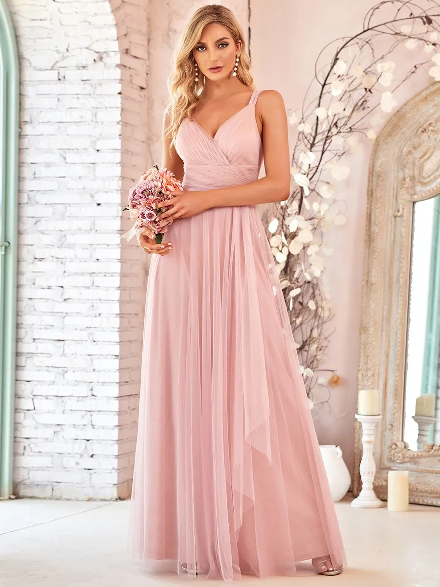 Floor Length Sleeveless Wholesale Tulle Bridesmaid Dresses