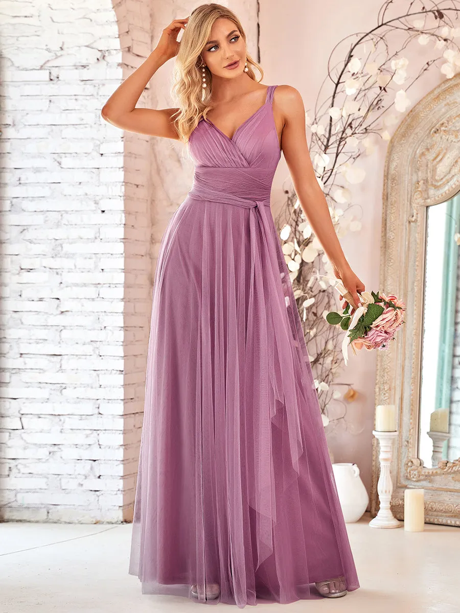 Floor Length Sleeveless Wholesale Tulle Bridesmaid Dresses