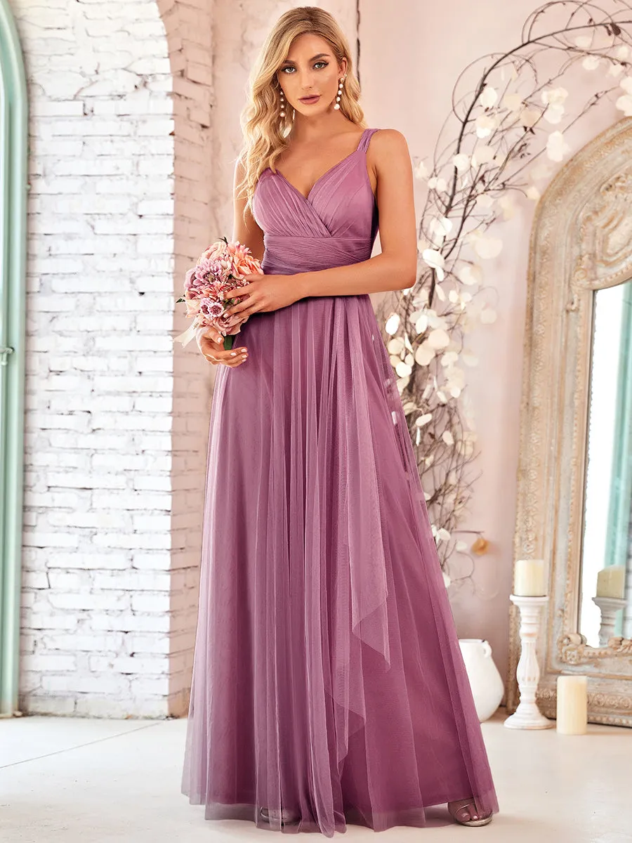 Floor Length Sleeveless Wholesale Tulle Bridesmaid Dresses