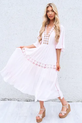 Flora Boho Midi Dress - Pink