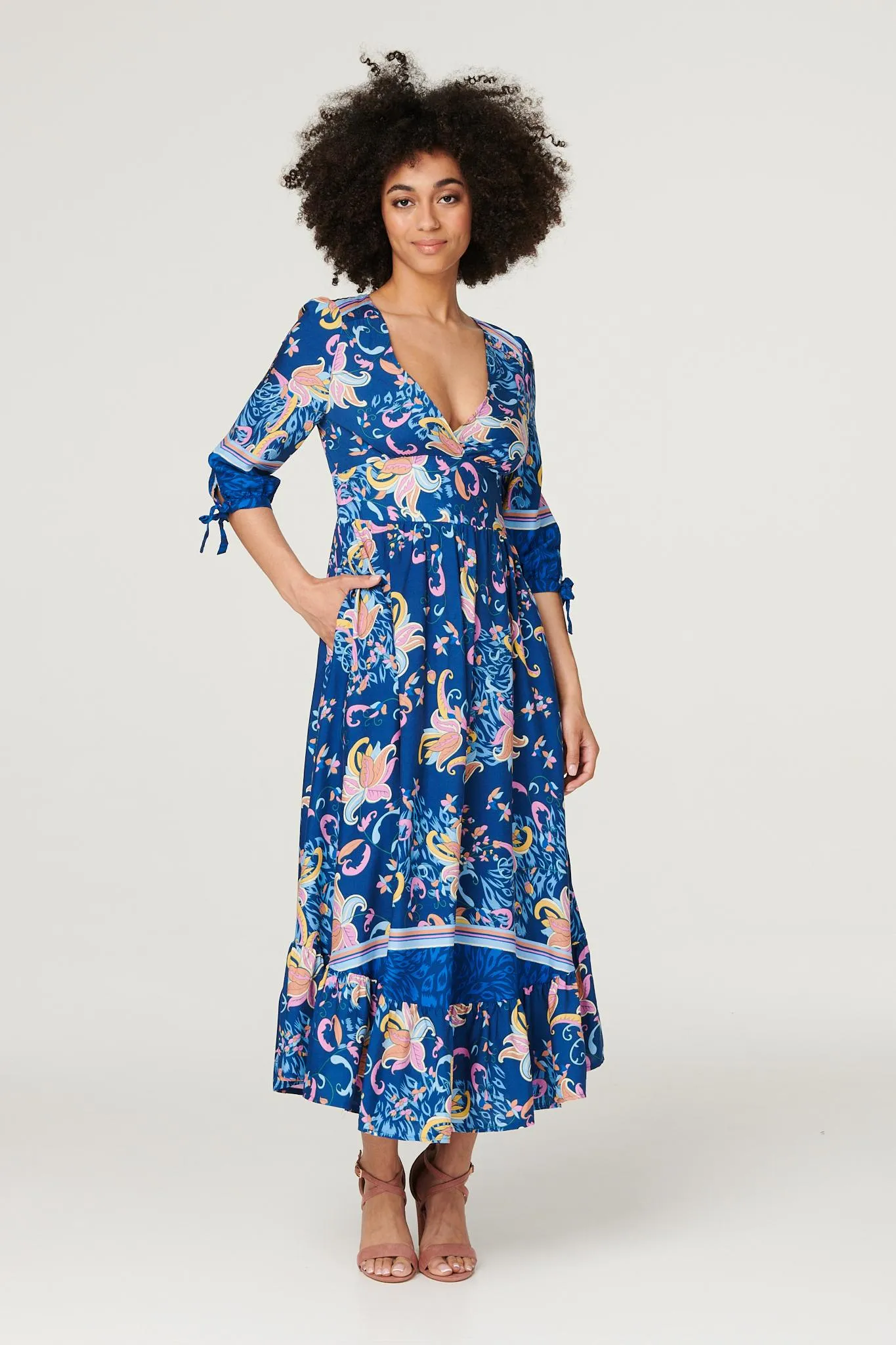 Floral Empire Tiered Maxi Dress